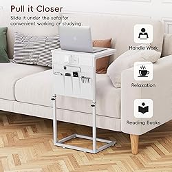 Vagusicc C Shaped End Table with Charging