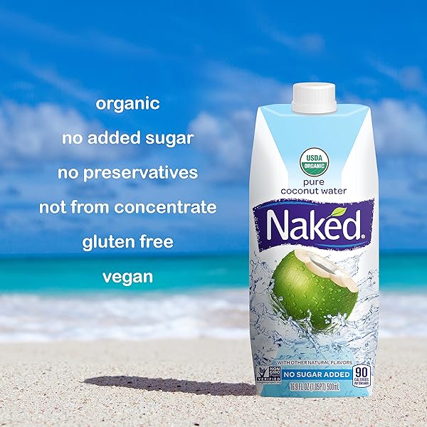 NAKED JUICE 100% ORGANIC PURE COCONUT WATER, USDA ORGANIC CERTIFIED, NON GMO PROJECT VERIFIED, 16.9 OUNCE(PACK OF 12)
