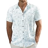 JOGAL Men's Flower Casual Short Sleeve Aloha Hawaiian Shirt
