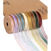 Vitalizart 3/8" x 90 Yds Organza Ribbon Set Sheer Ribbon for Gift Wrapping | Assorted 9 Rolls Bulk Ribbons For Crafts Christmas Tree Bows Party Decor Flower Bouquet Bridal Baby Shower Wedding Holiday