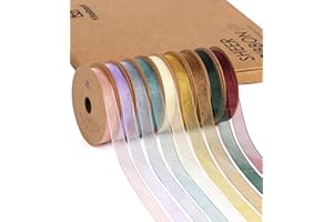 Vitalizart 3/8" x 90 Yards Organza Ribbon Set 9 Rolls x 10 Yd Sheer Ribbon for Gift Wrapping Crafts Christmas Tree Bows Wedding Invitations Wreaths Party Decor Bouquet DIY Projects (Mixed Colors)