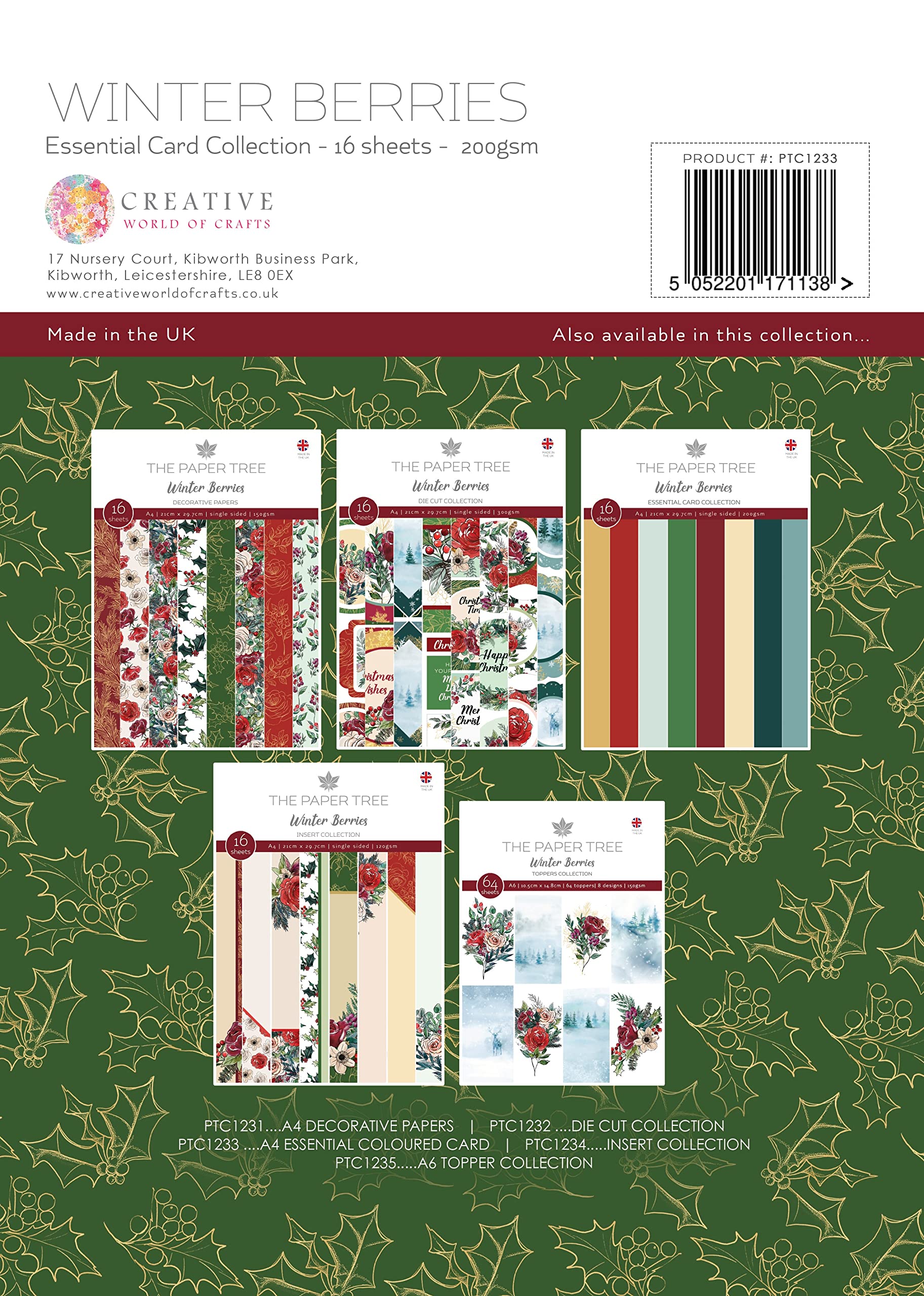 The Paper Tree Winter Berries-Essential Colour Card, Multicoloured, A4