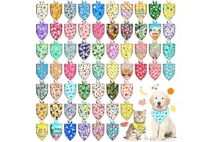 PIKLODO 60Pcs Summer Dog Bandanas Bulk Hawaiian Dog Scarves Hawaii Fruit Triangle Puppy Bandanas Washable Adjustable Pet Bandana for Small Medium Large Dog Puppy Pet Grooming Accessories