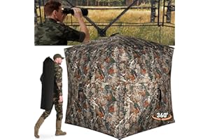 TLC Sport Hunting Blind with Carrying Bag, 270/360 Degree See Through Ground Blind, Pop Up Hunting Blind Portable Concealed Camouflage Tent for 2/3/4 Person, Camouflage