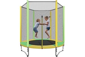 ALTLER 60" Trampoline for Kids, Indoor & Outdoor Trampoline with Net, Basketball Hoop Birthday Gifts for Boys & Girls, Baby Toddler Christmas Toys/Green