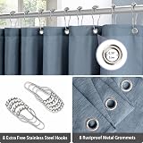 Linen Look Shower Curtain 122x182cm Navy with Metal Hooks view 3