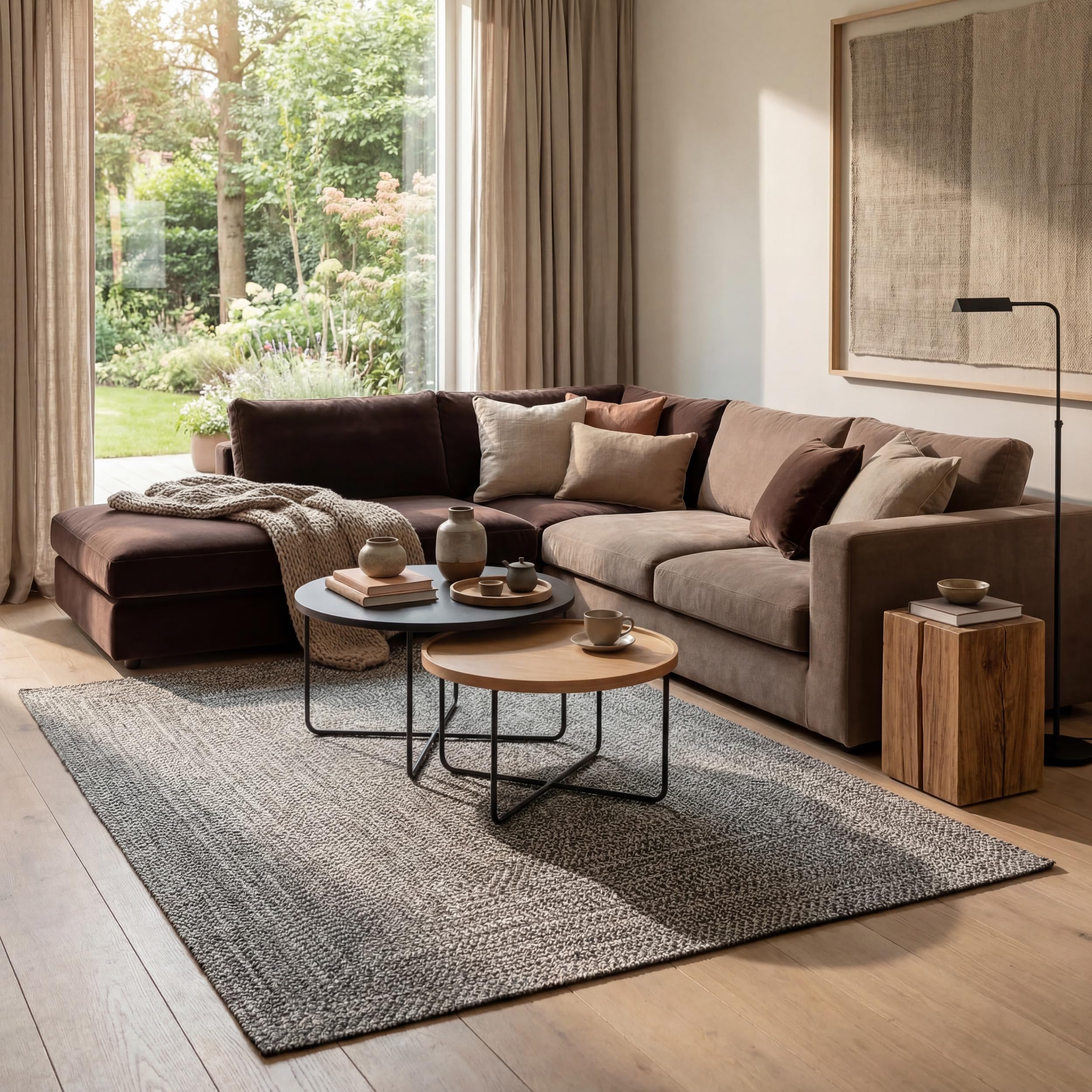 nuLOOM Wynn Braided Indoor/Outdoor Accent Rug, 2' x 3', Light Grey/Salt and Pepper