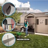 Lifetime 15x8 ft Outdoor Storage Shed Dual Entry Heavy Duty Tan HDPE Garden view 3