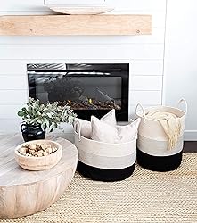 OrganiHaus Woven Laundry Basket, Large Cotton Rope