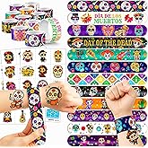 Cherisnowy 72PCS Day of the Dead Party Set | 48PCS Temporary Tattoos & 24PCS Slap Bracelets Fun Día de los Muertos Birthday Supplies, Baby Shower Gifts, Classroom Rewards & Party Decor for Kids