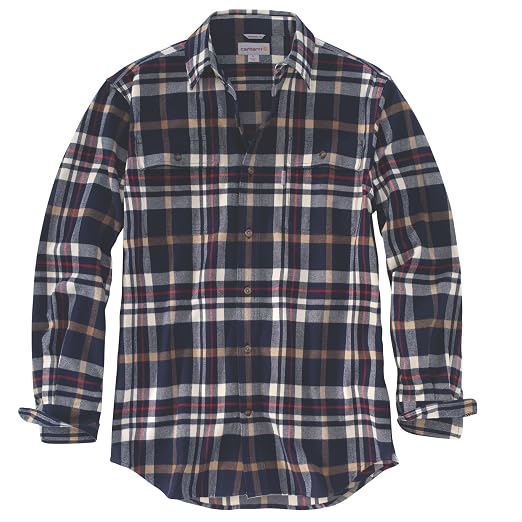 carhartt men's hubbard plaid long sleeve button down shirt