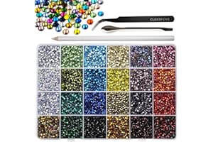 Hotfix Rhinestones for Bedazzling,SS10 Mixed 24 Colors 12000PCS Glass Gems Hot Fix Crystal Rhinestones for Clothes,Diamonds f