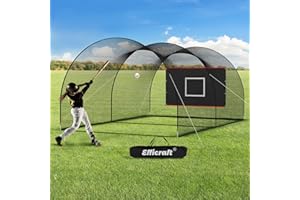 Efficraft Portable Baseball Batting Cage 22FT/30FT for Backyard Practice, Enclosed Batting Cages with Pitching Machine Hole, Durable Steel Frame & 12.7MM Fibreglass Poles, Baseball Cage with Carry Bag