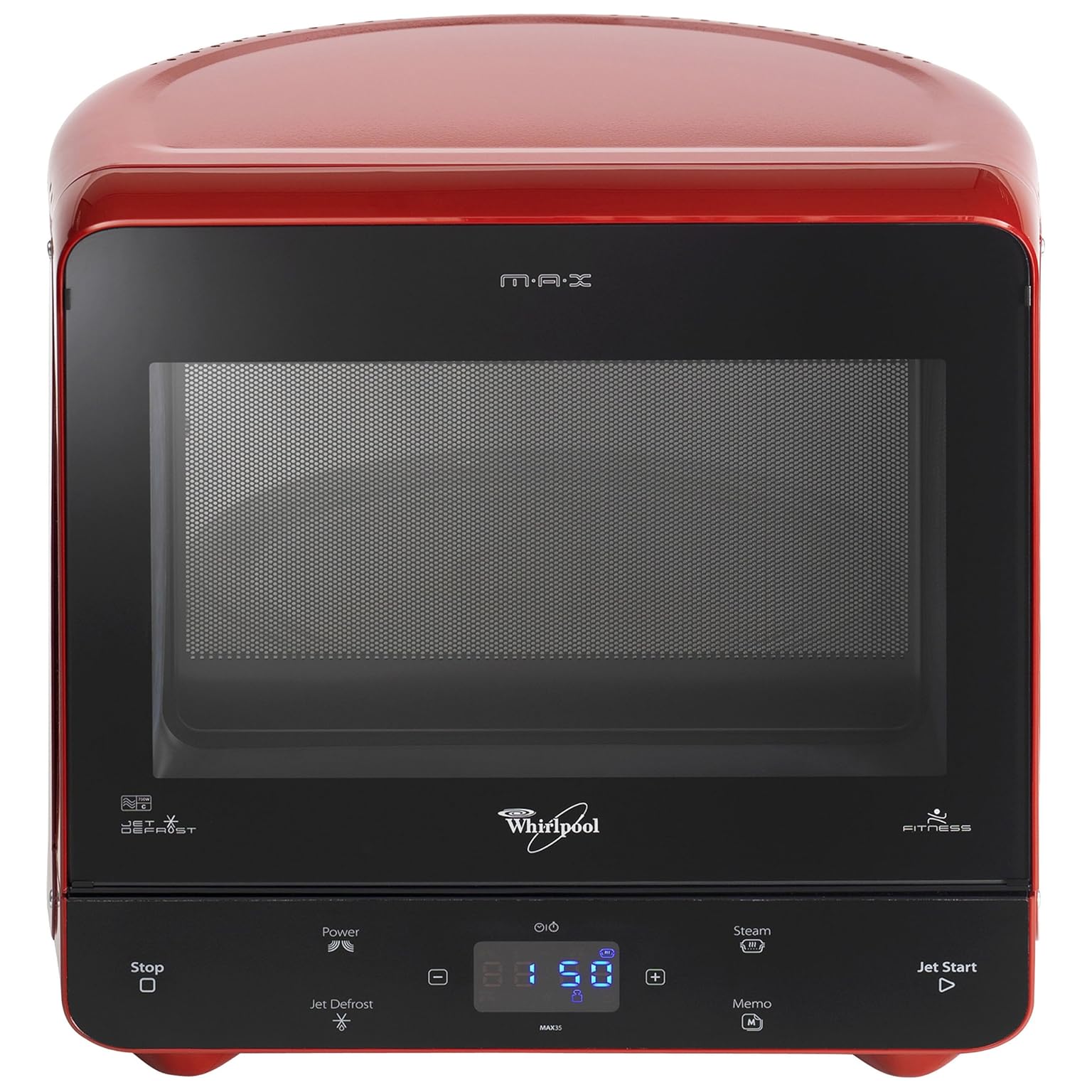 Red Whirlpool Max Microwave with Steam Function
