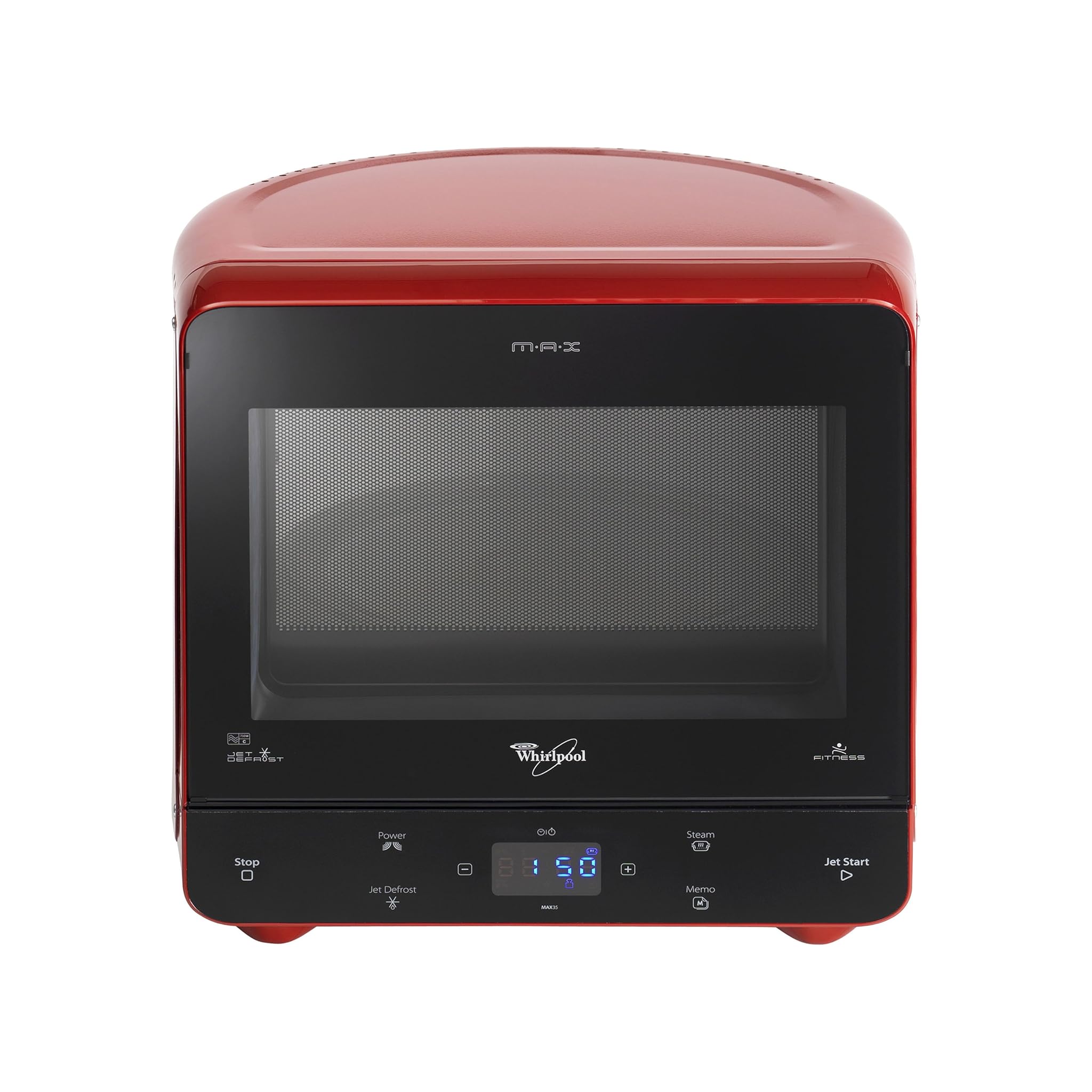 Red Whirlpool Max Microwave with Steam Function