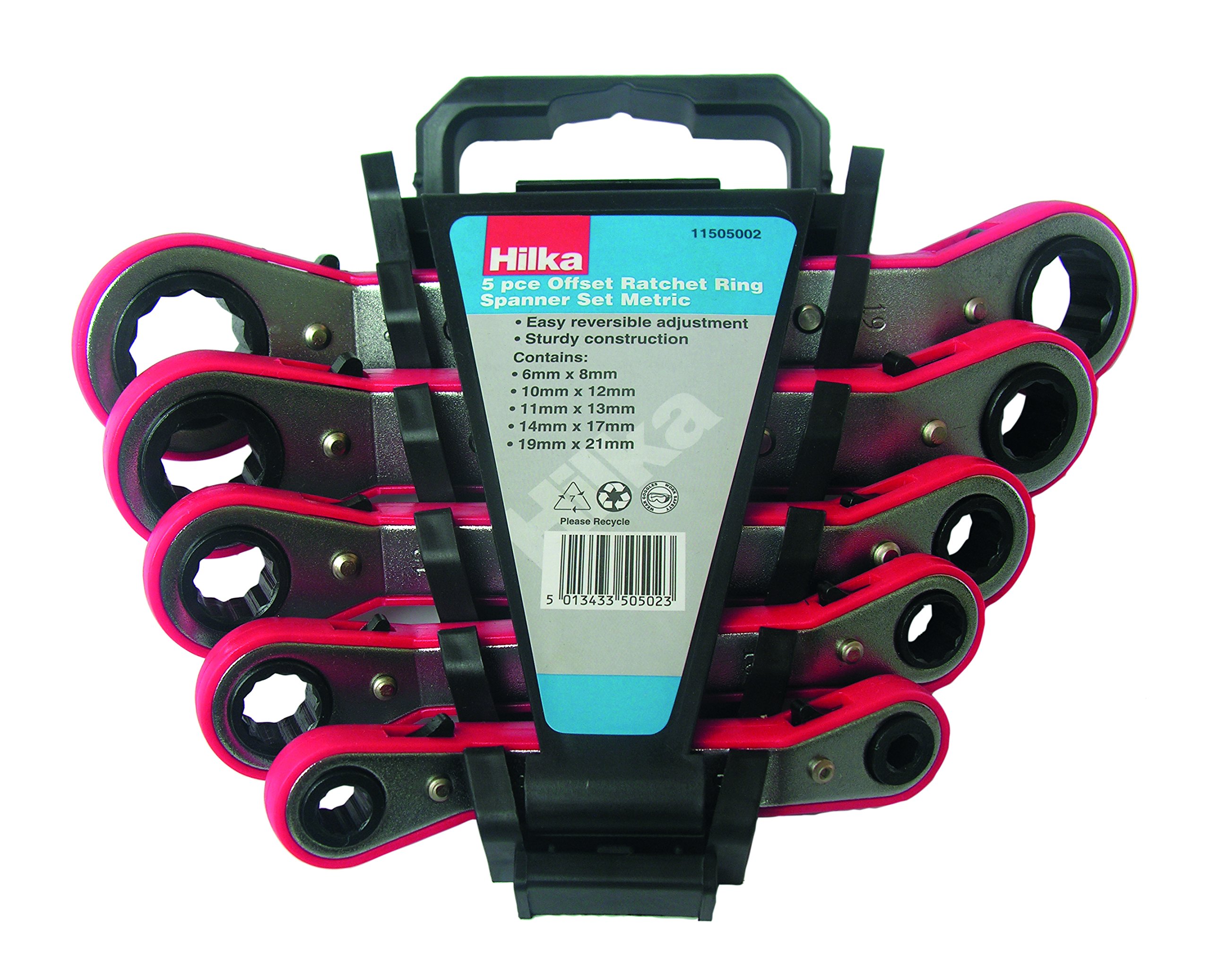 Hilka 11505002 5 pce Metric Ratchet Ring Spanner Set, Multi, Set of 5 Pieces