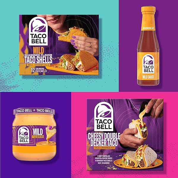 TACO BELL CHEESY DOUBLE DECKER TACO DINNER KIT WITH 6 SOFT TORTILLAS, 6 CRUNCHY TACO SHELLS, VELVEETA CHEESE SAUCE & SEASONING, 14 OZ BOX