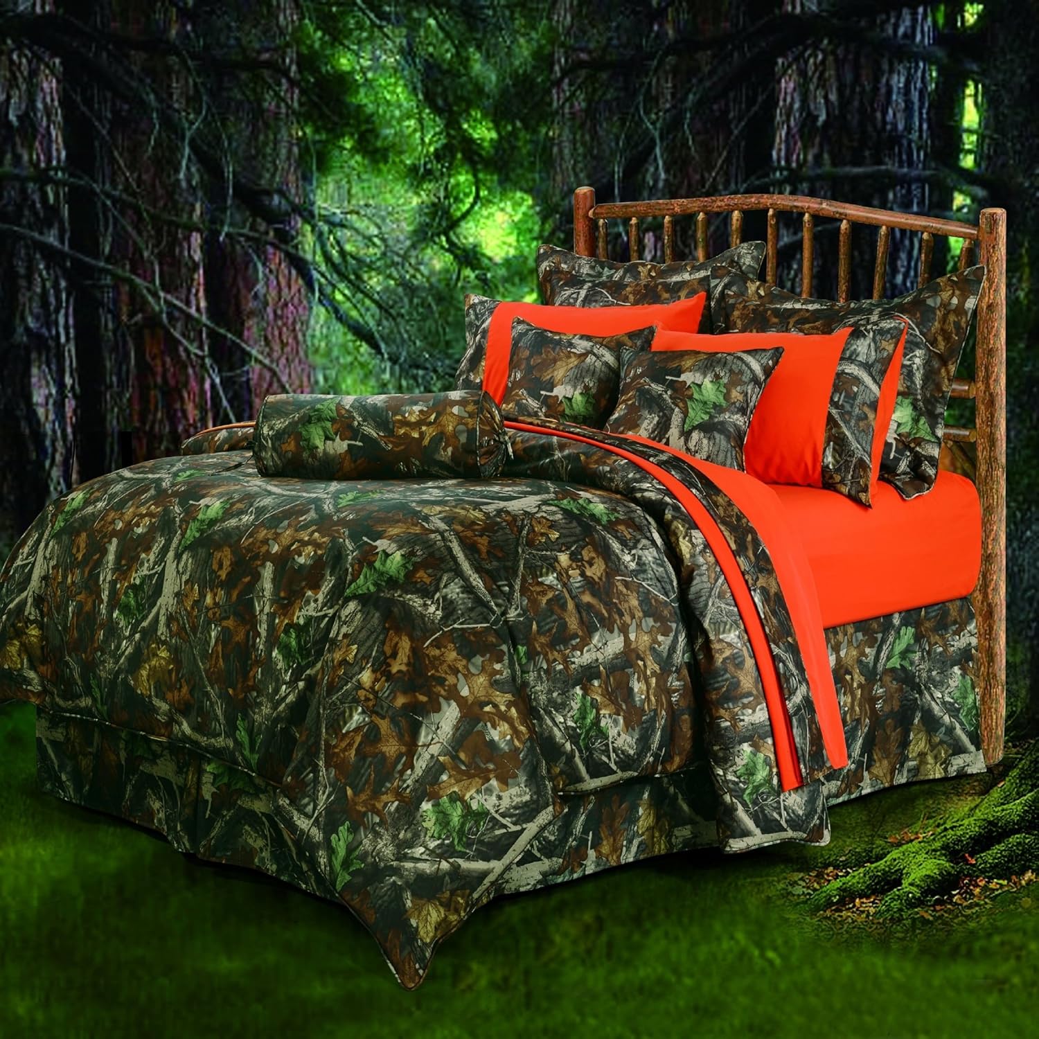 Amazon Com 7 Piece Oak Tree Camouflage Motif Damask Comforter Set