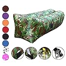 Inflatable Lounger Air Sofa, Blow Up Couch, Fold Out Hammock Chair Bed and Lazy Bag Sack by Vitchelo - Outdoor Bean Bags Suitable for Camping, Pool and Festivals
