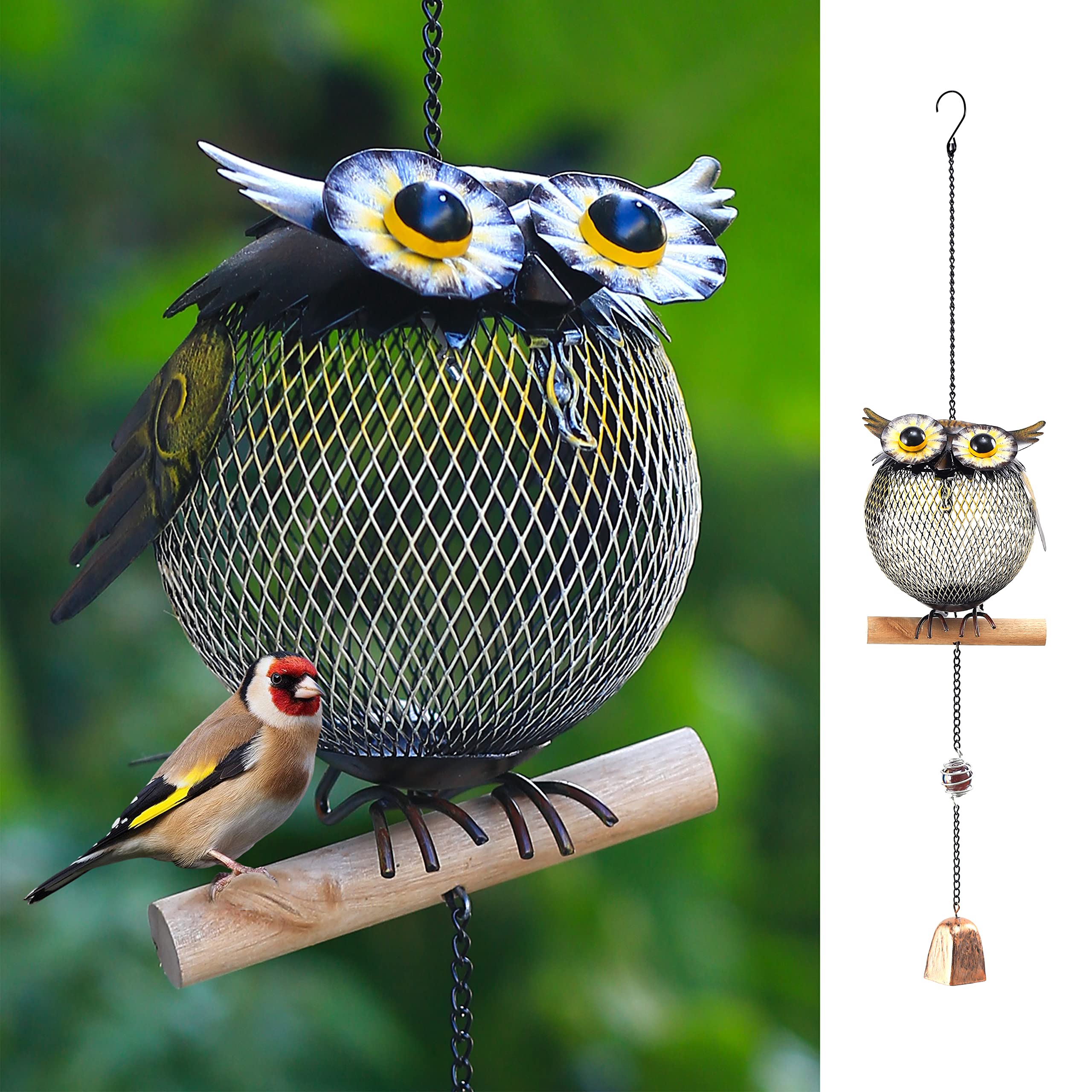 HSHD Solar Bird Feeders Squirrel-Proof for Outside,Cute Animal Shaped Birdfeeders,Bird feeder Gifts for Bird Lovers (Owl Shaped)