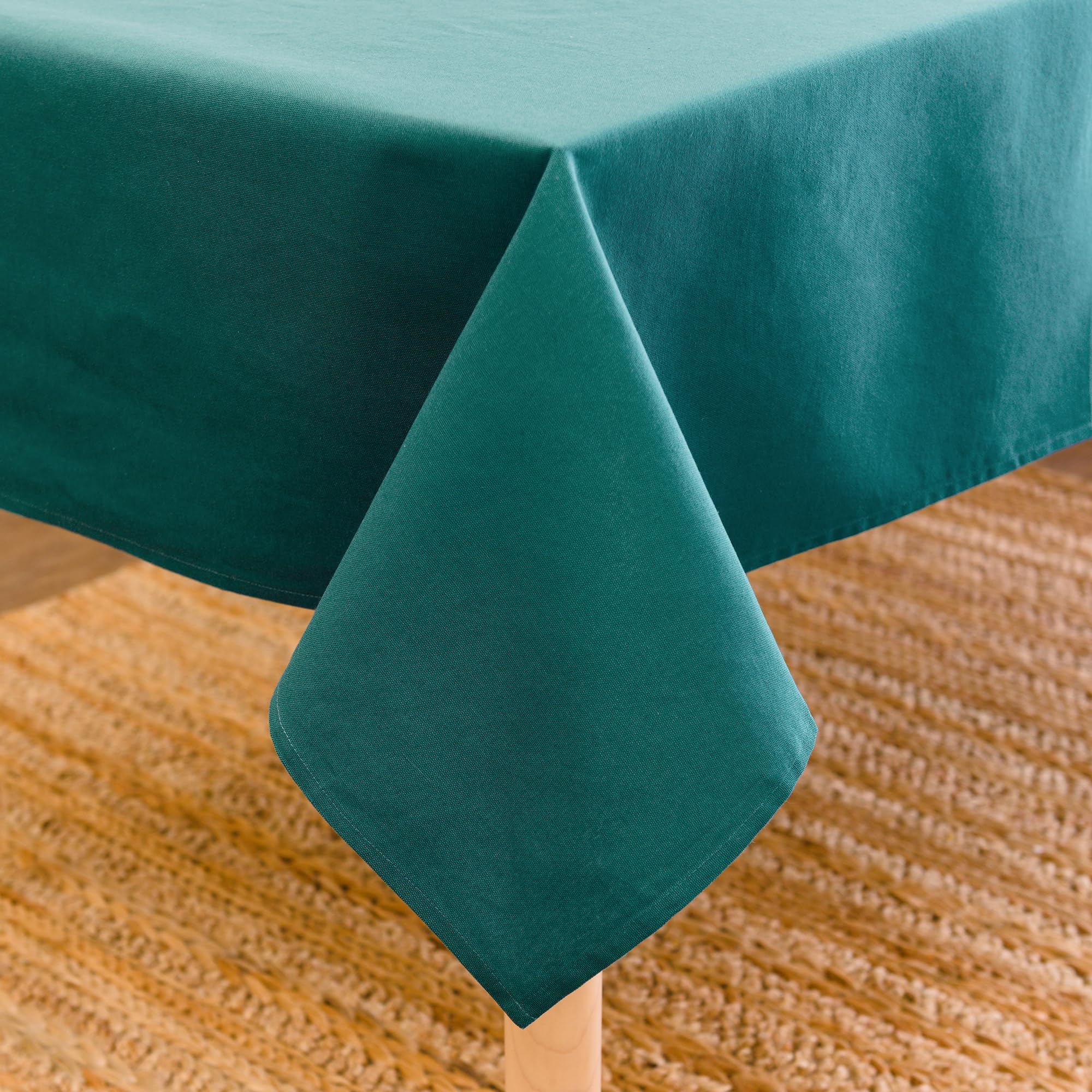 Encasa XO Dining Table Cover | 56x72 in Cotton Canvas Rectangular Tablecloth | Machine Washable, Emerald Table Cloth for Indoor & Outdoor Dining, Durable, Easy-Care | Suitable for Any Occasion — image 1