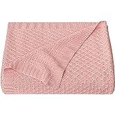NTBAY Cable Knit Cooling Toddler Blanket, Soft and Breathable Baby Blanket 30x40 Inches Made from Rayon Derived from Bamboo for Crib, Stroller, Nursery, Pink