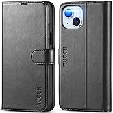 TUCCH Case Wallet for iPhone 15 Plus, [RFID Blocking] 4 Card Holder Kickstand [Shockproof TPU Interior Case] PU Leather Magnetic Protective Flip Cover 6.7", Black