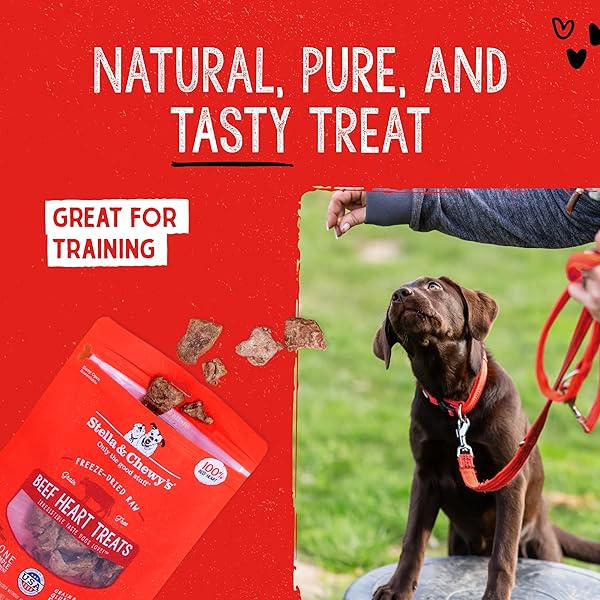 STELLA & CHEWY’S FREEZE-DRIED RAW SINGLE INGREDIENT BEEF HEART TREATS, 3 OZ. BAG