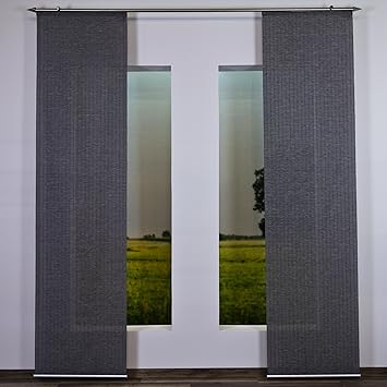 Alphadeco Flächenvorhang Hexa Uni - Inkl. Zubehör - selber kürzbar - 300x60cm - 100% Polyester Blickdicht - Made in EU (Anthr