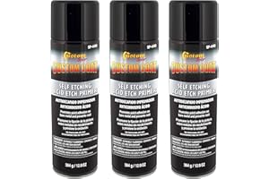Custom Shop Self Etching Primer Spray (3 Pack) - 12.9oz Gray Acid Etch Primer for Metal, Aluminum & Stainless Steel - Fast Drying Automotive Etching Primers, Pre Truck Bed Liner Primers for Bare Metal