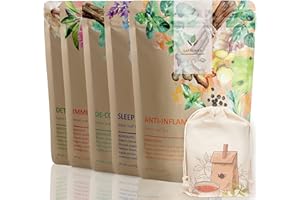 Gardenika Organic Loose Leaf Tea Sampler - Herbal Caffeine-Free Set - Ayurvedic, Kosher, No Natural or Artificial Flavors - 5 Pack