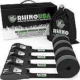 Rhino USA Lashing Straps Cargo Tie Downs (4PK) - 1,320lb lab Inspected Max Break Strength, Includes (4) Heavy Duty 1in x 12ft