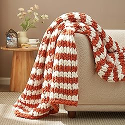 Amélie Home Chunky Knit Blanket Throw, Thick Soft