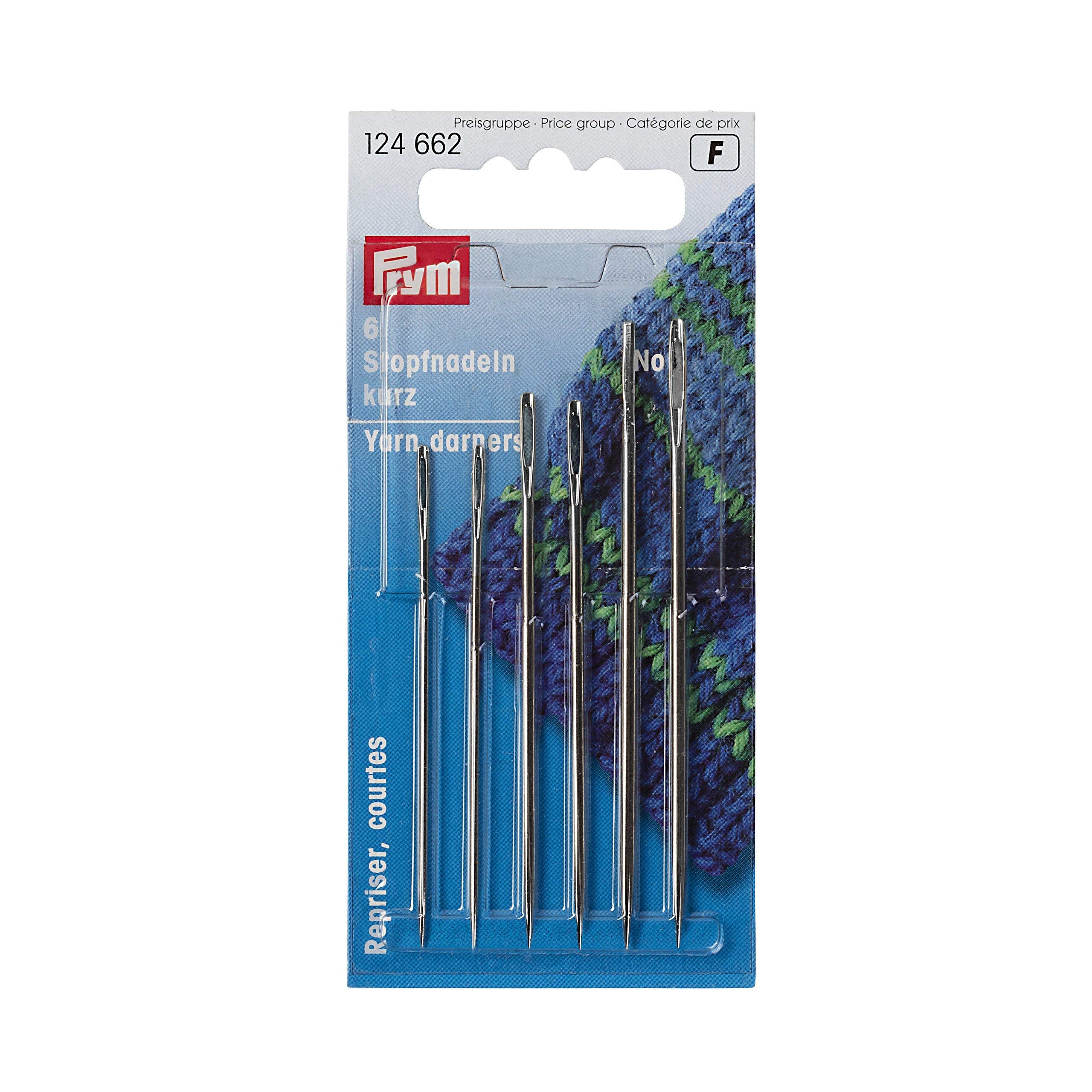 Prym PRYM_124662-1 Darning Needles Short HT 5/0-1/0 Silver col with Gold Eye Assorted