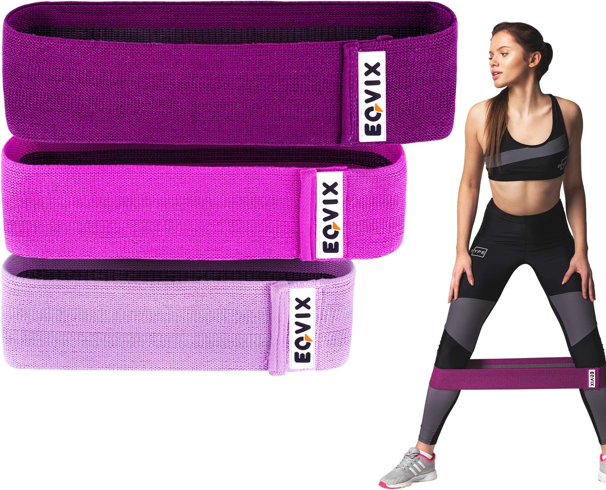 Fabric Resistance Bands for Legs and Butt - Pack of of 3 Non Slip Hip Bands - Durable Booty Bands for Women - Resistance Loops for Men - Elastic Workout Bands and Exercise Bands: Bonus Video Training