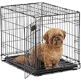 MidWest I Crate 1524 -24 Inch Folding Metal Dog Crate w/ Divider Panel, Small Dog Breed, Black