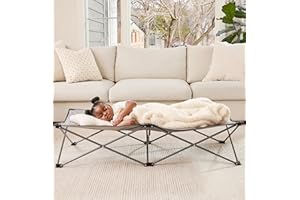 Regalo My Cot Extra Long Portable Toddler Bed, Foldable Kids Travel Cot for Sleepovers, Camping & Daycare, Durable Metal Fram