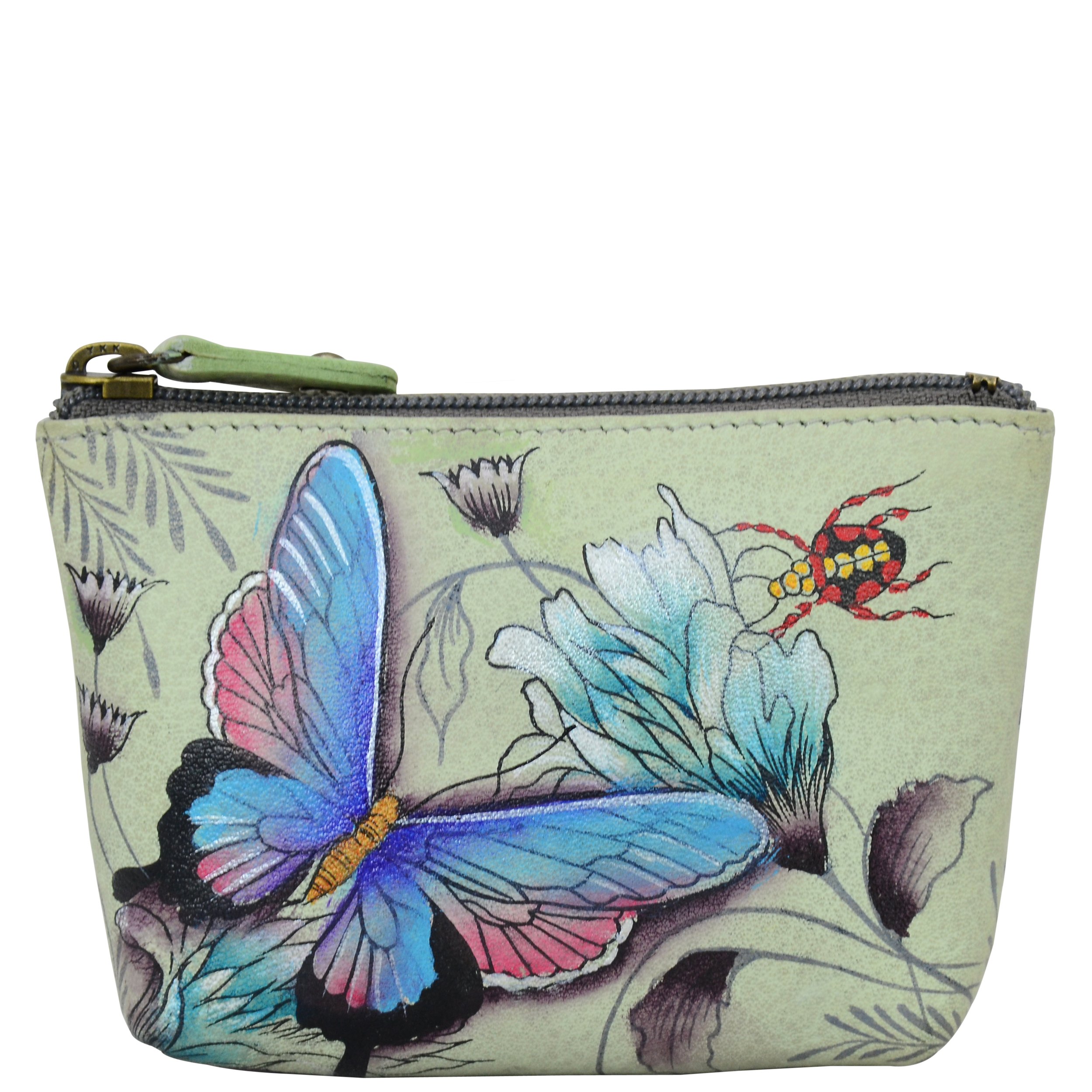Anuschka Women’s Original Hand-Painted Genuine Leather Small Zip Pouch - Wonderous Wings