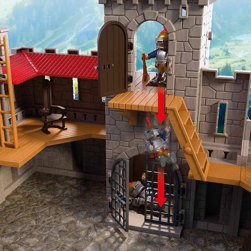 | Chevaliers | Grand Château des Chevaliers du Lion | Fort XXL avec Pont-Levis, canons et Trappe | Jouet château Fort pour Enfants à partir de 4 Ans | 72112