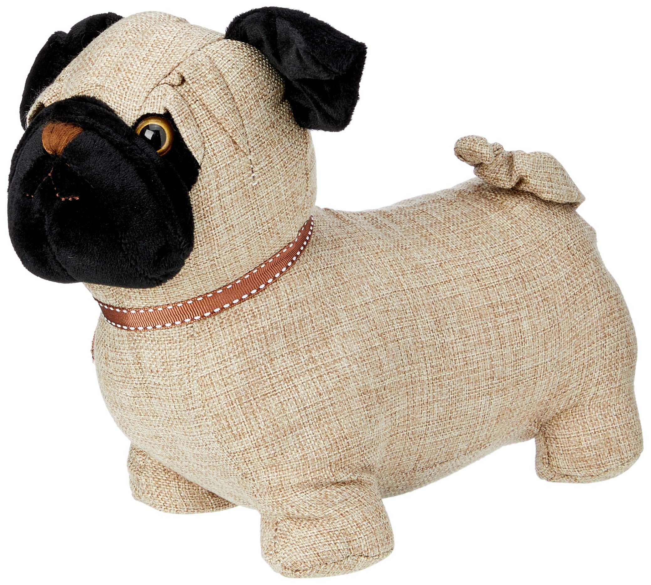 Out of the Blue Pug Dog Shaped Door Stopper, Fabric, Brown, 28x28x21 cm