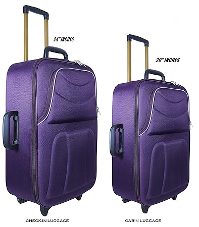 New Jersey Travellers Polyester Set of 2 Purple Softside Trolley\Tourist\Travel Luggage (60 & 50 cm)