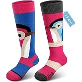 Merino Wool Ski Socks Kids 2 Pairs, Winter Warm Knee High Snowboarding Thermal Skating Socks for Boys Girls Toddlers