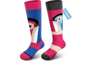 OZAIIC Merino Wool Ski Socks Kids 2 Pairs, Winter Warm Knee High Snowboarding Thermal Skating Socks for Boys Girls Toddlers