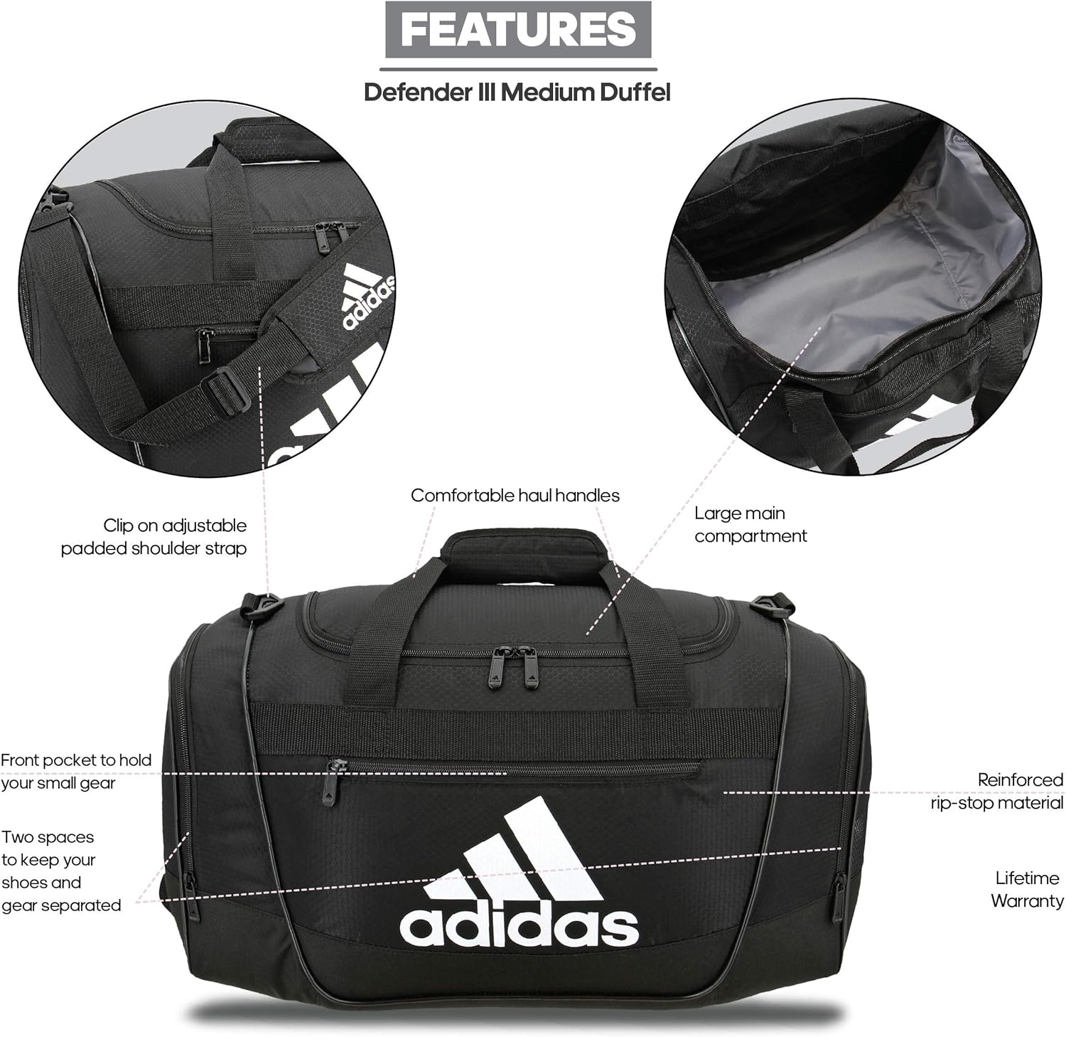 adidas Defender III Small Duffel Bag: Clothing