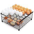 2 Tier Country Rustic Black Chicken Wire 36 Eggs Display Tray and Storage Basket