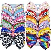 12PCS Hair Bows for Girls Colorful Little Girls Hair Bow Rainbow Grosgrain Hair Bow Alligator Hair Clips Pigtail Bows Unicorn Hair Clips Hair Accessories for Toddlers Children Kids (Multicolor - B)