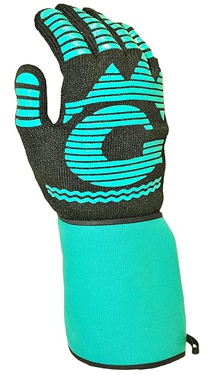 G & F 1685 1 Piece Heat Resistant BBQ Grilling Cooking Glove Mitt with Easy Slip on and Off Cuff, Extra Long and Wide