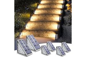NIORSUN Solar Stair Lights Outdoor Waterproof IP67,6 Pack Solar Step Lights for Outside Auto On Off,Outdoor Stair Light for Steps,Patio,Yard,Porch,Front Door,Sidewalk,Deck Decor,Warm White