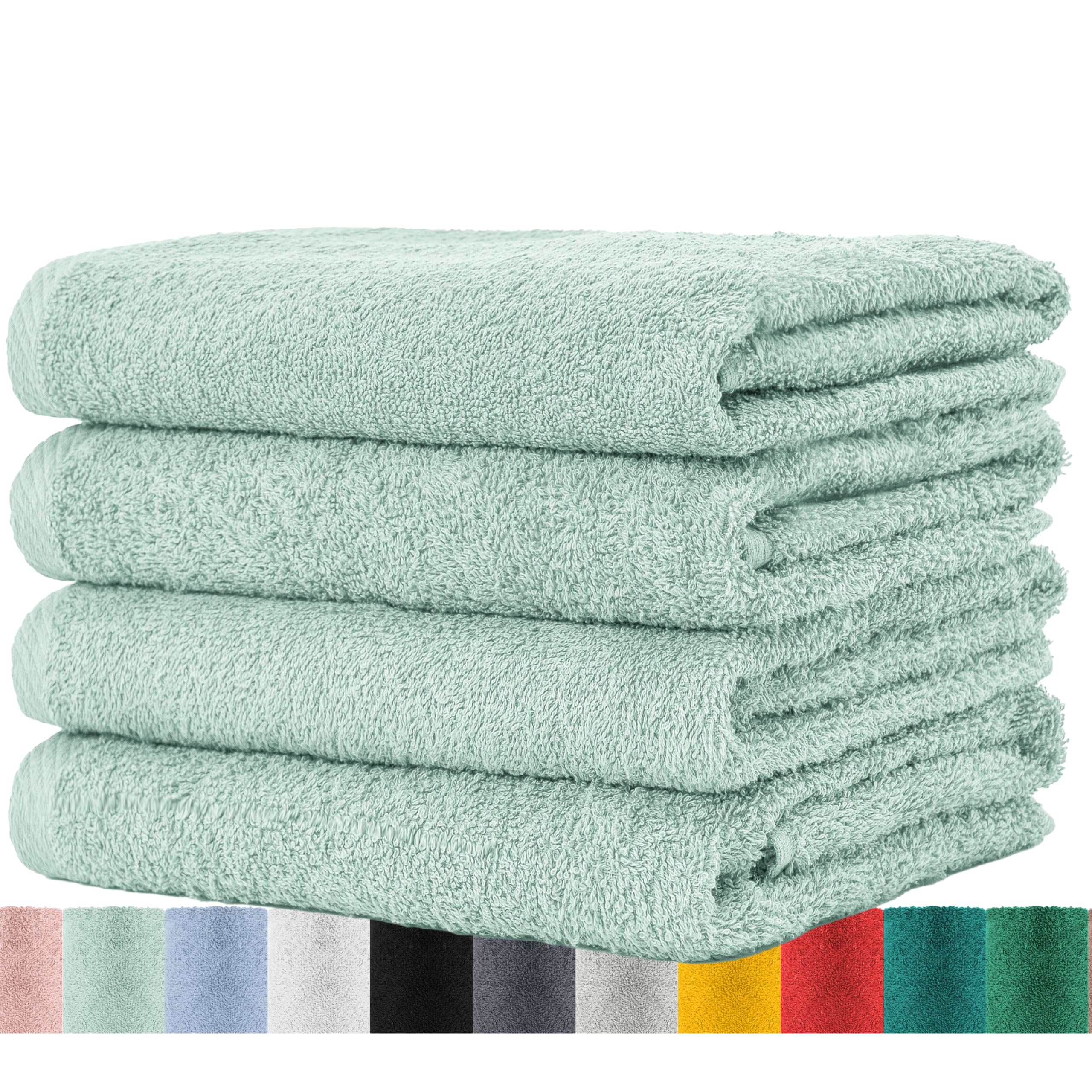 BaSaTex - Hand Towel Set for Household and Guests Pack of 4 - Terry Towels with Hanging Loop Made of Soft Cotton in 50 x 100 cm - Wash Towels for Bathroom Oeko-Tex Standard 100 Certified - Mint