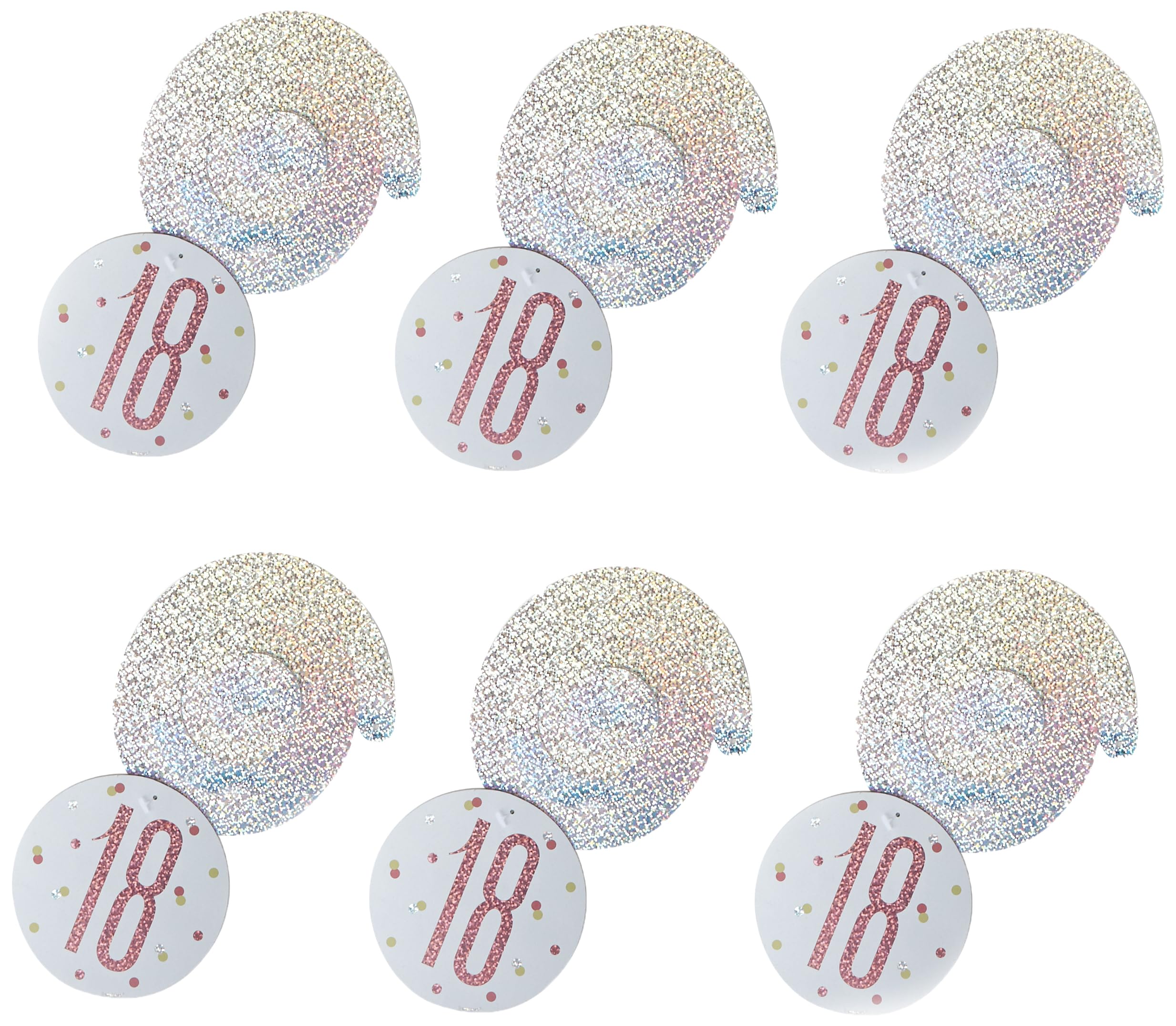 Number "18" Hanging Swirl Decorations - 32" | Glittery Rosegold | 6 Pcs.